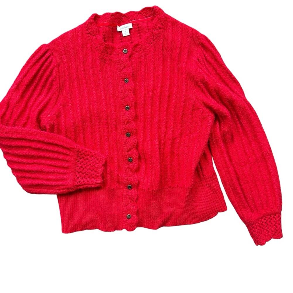 Sundance Bright Red Cable Knit Cardigan